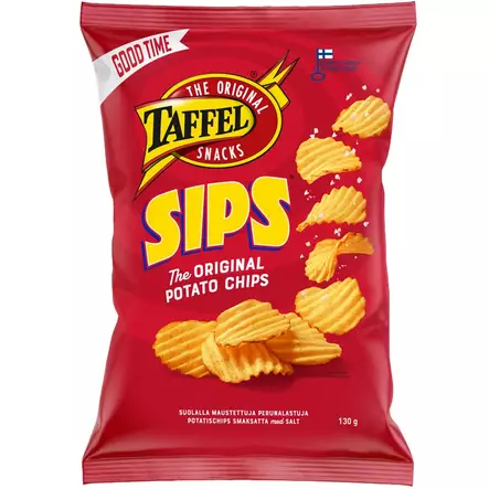 Taffel sipsit original perunalastut suolatut poimutetut klassikkosipsit - Keksit ja naposteltavat - 6410380052249 - 1