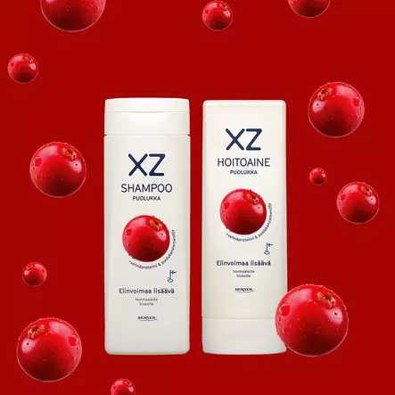 Xz puolukka shampoo ja hoitoainepullo fiiliskuva - Shampoot - 6414504109529 - 2