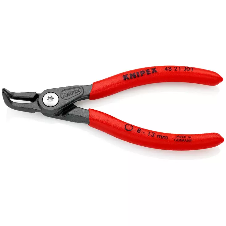 Knipex 130mm kulmamalli lukkorengaspihti etunäkymä, 90° kulmakärjet näkyvissä - Lukkopihdit ja lukkorengaspihdit - 4003773048619 - 1