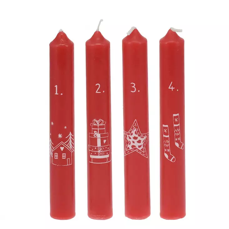Adventtikynttilät punainen 16cm 4kpl - Kruunukynttilät ja antiikkikynttilät - 8721037114479 - 1