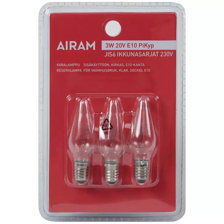 Varalamput sisäkäyttöön 3w e10 kanta - Varalamput - 6435200001009 - 1