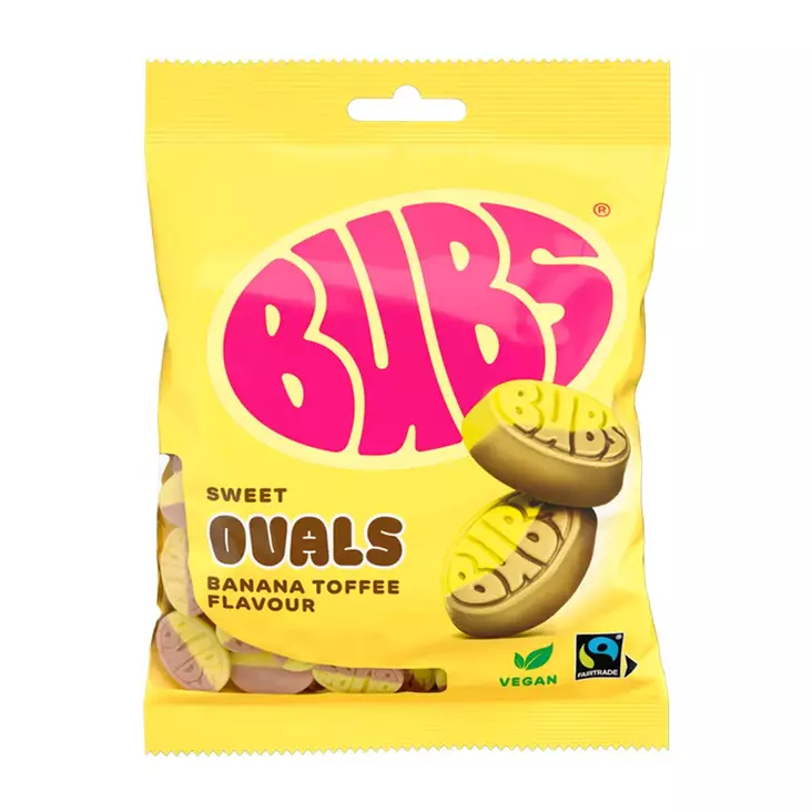Bubs banana toffee ovals 175g - Karkkipussit - 7393077181509 - 1