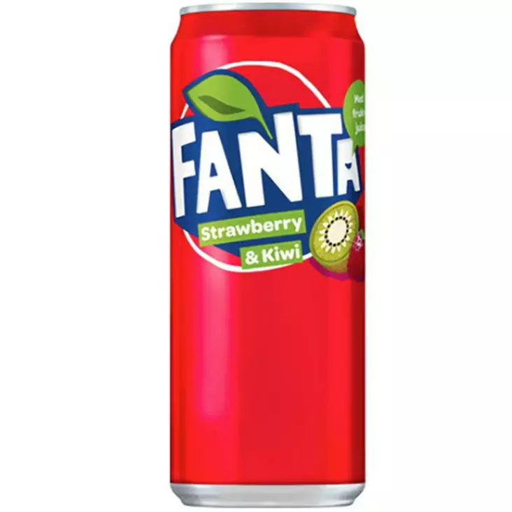 Fanta mansikka ja kiivi virvoitusjuoma 330ml tölkki - Virvoitusjuomat - 6430054081689 - 1