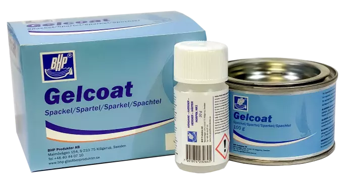 Gelcoat-täyte 100g sininen sis. kovetin BHP - Veneen korjauskitit ja venekuidut - 7391974191379 - 2