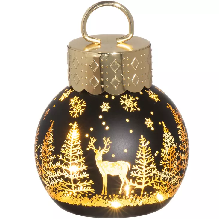 Joulupallo lasia talvimetsä 10 cm - Pöytävalokoristeet - 6410416504339 - 1