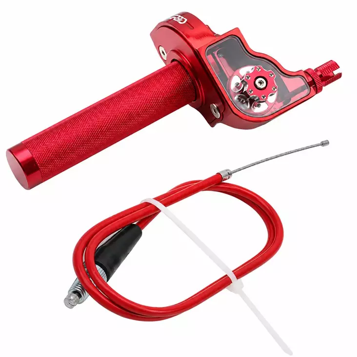 Punainen cnc alumiininen kaasukahva 22 mm ohjaustankoon - Crossin ja mopon kaasukahvat - 6438471355369 - 1