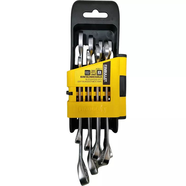 Finbullet kiintolenkkiavainsarja 8 osaa tuumakoot - Työkalusarjat ja hylsysarjat - 6438152028179 - 1