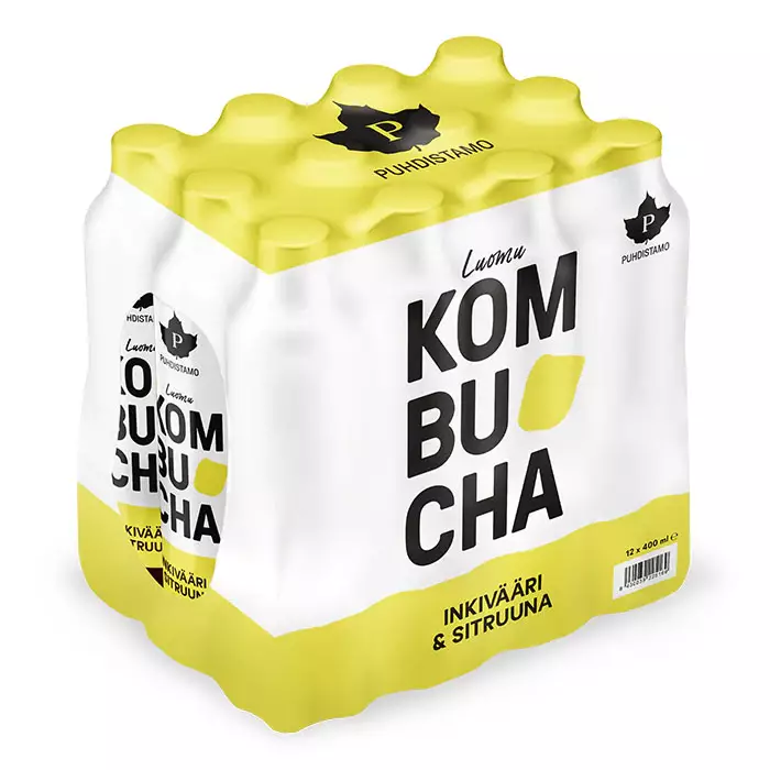 Kombucha sitruuna inkivääri 12x400ml maitohappobakteerijuoma - Virvoitusjuomat  - 6430039225169 - 1