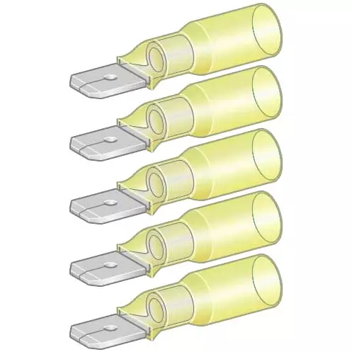 kutistelattaliitin 6,3mm 4-6mm2 5kpl keltainen - Kutistesukat ja yleistarvikkeet - 6438255200779 - 1