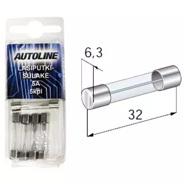 lasiputkisulake 10A 5kpl autoline - Auton sulakkeet ja sulakerasiat - 4892603695389 - 1