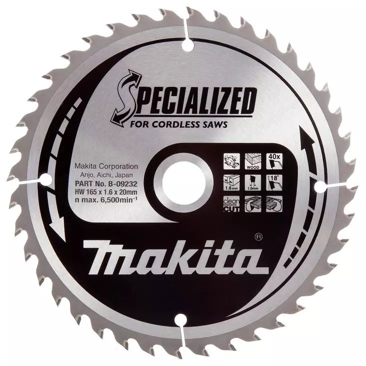 Makita sirkkelinterä 165 mm 40h - Sirkkelinterät - 088381421829 - 1