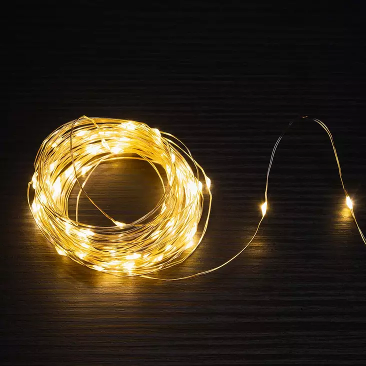 Paristokäyttöinen led valoketju 100led lämmin valkoinen - Valoketjut ulko- ja sisäkäyttöön - 6410416377179 - 1