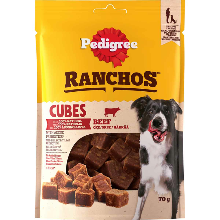 Pedigree ranchos cubes naudanlihapalat 70g ? koiranherkkupakkaus, jossa lihaisia kuutioita koulutukseen ja palkitsemiseen - Koiran makupalat ja herkut - 4008429171659 - 1