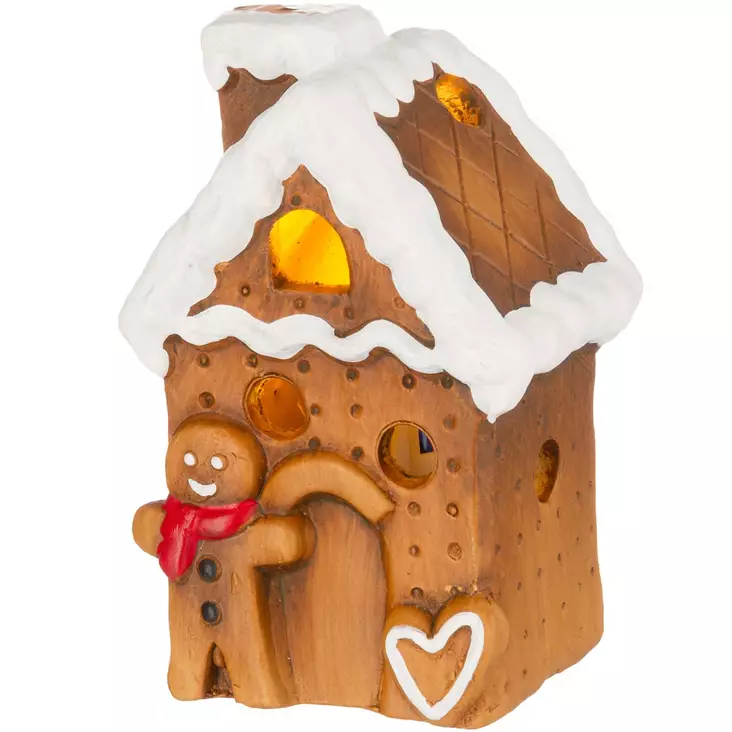 Finnlumor led piparkakkutalo keraaminen talolyhty - Pöytävalokoristeet - 6410416502069 - 1