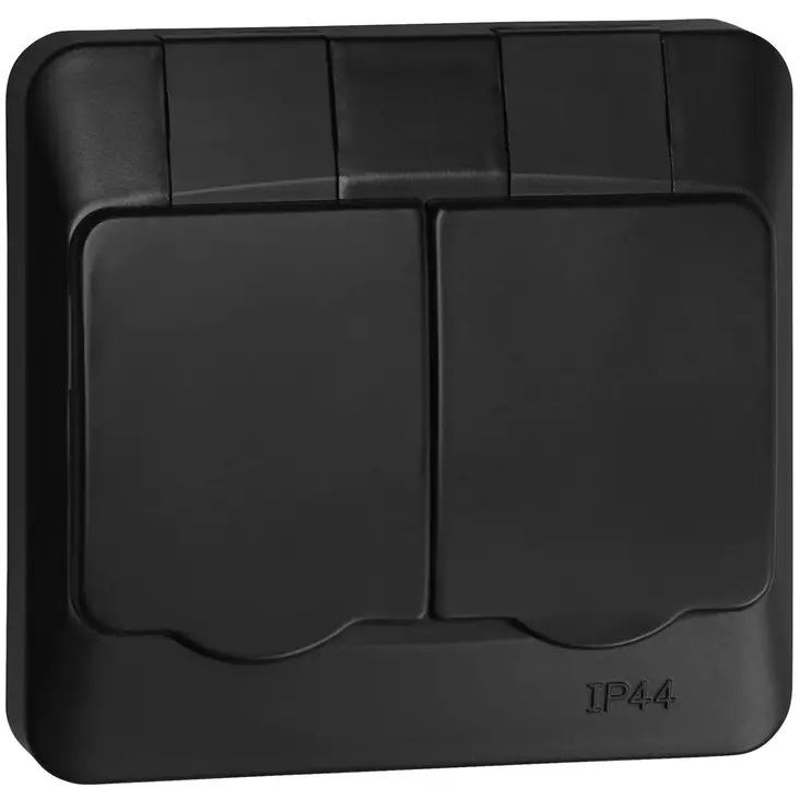 Musta 2 osainen opal pistorasia ulkokäyttöön - Pistorasiat  - 6438056309169 - 1