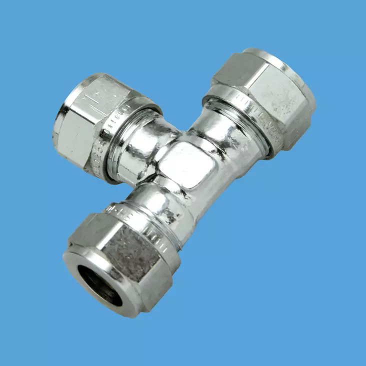 Puserrus T-liitin 12mm kromi Opal - Putken t-liittimet ja jakotukit - 6413820153759 - 1