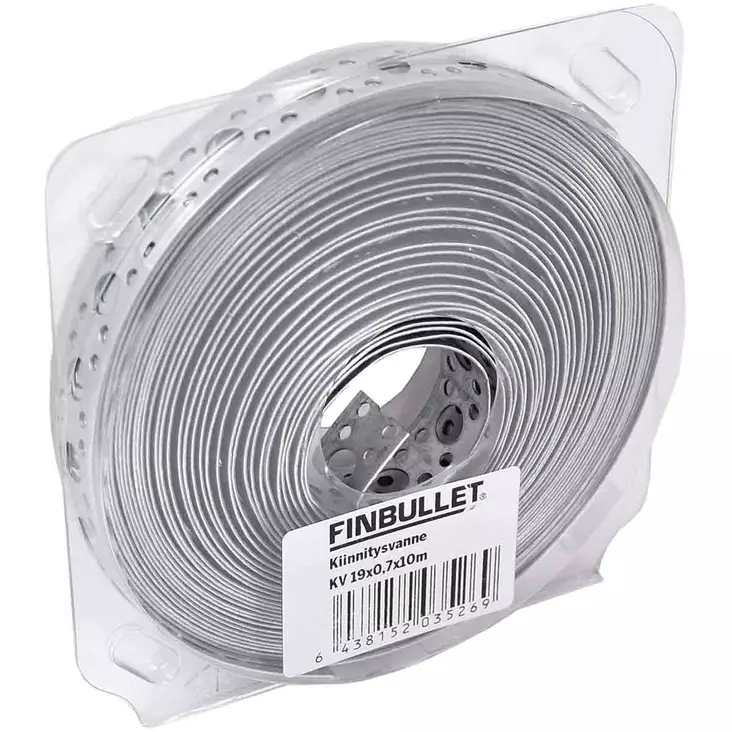 Reikänauha 19x0,7 mm galvanoitu kiinnitysvanne - Kulmaraudat ja kiinnityslevyt - 6438152035269 - 1