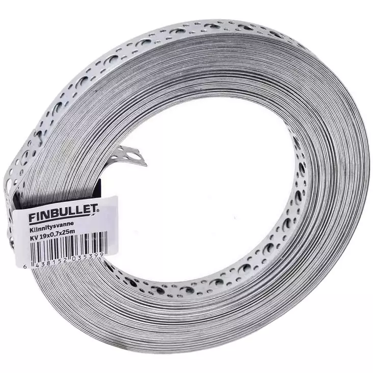 Reikänauha galvanoitu teräs kiinnitysvanne 19 mm - Kulmaraudat ja kiinnityslevyt - 6438152035399 - 1