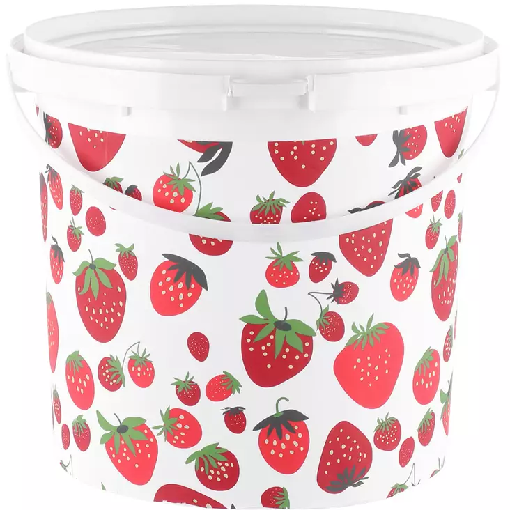 Mansikkasanko, muovisanko mansikan kuvilla marjukka - Vesikanisterit ja ämpärit - 6410416235219 - 1