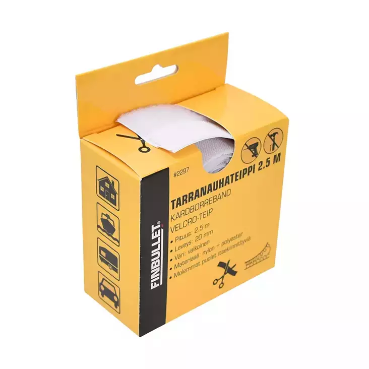 Valkoinen liimattava kiinnitysnauha rullalla, pituus 2,5 m ja leveys 20 mm - Auton aktiivisubwooferit - 6438152022979 - 1