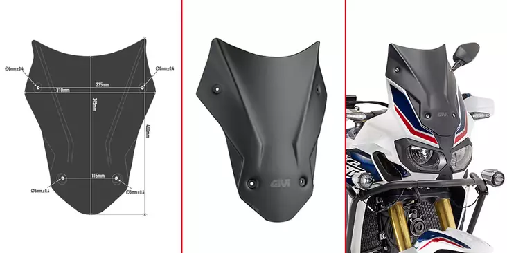 Tuuliilasi Givi matala 40x31cm CRF1000L - Moottoripyörän tuulisuojat ja visiirit - 8019606205629 - 2