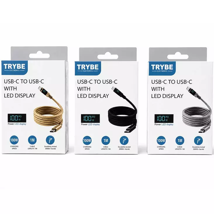 Usb c latauskaapeli 100 w led näyttö - Puhelimen laturit - 8721037914529 - 1