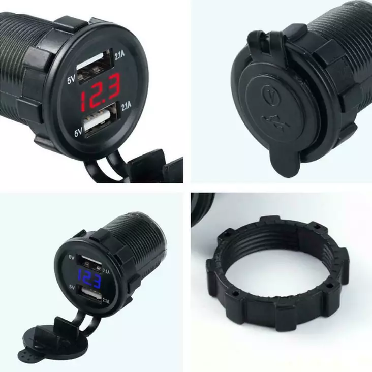 USB-pistorasia 2x2,1A vedenpitävä 12/24V - Tupakansytytyspistokkeet ja laturit - 6438471004939 - 1