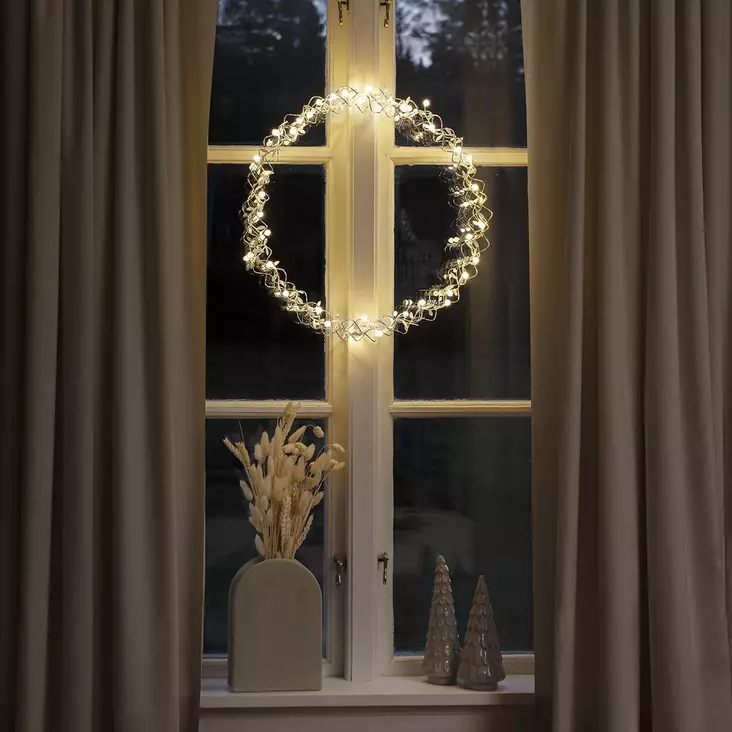 valokranssi hopea 45cm led - Valokoristeet - 7318307883039 - 1