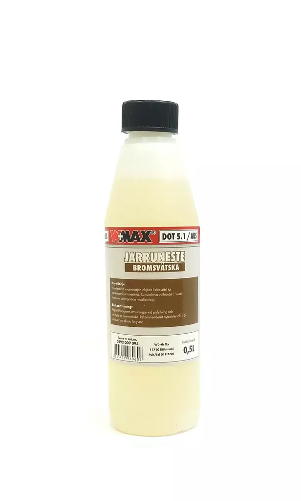 Wurth jarruneste Dot 4 Wmax 0,5L - Auton jarrunesteet - 4053479960579 - 1