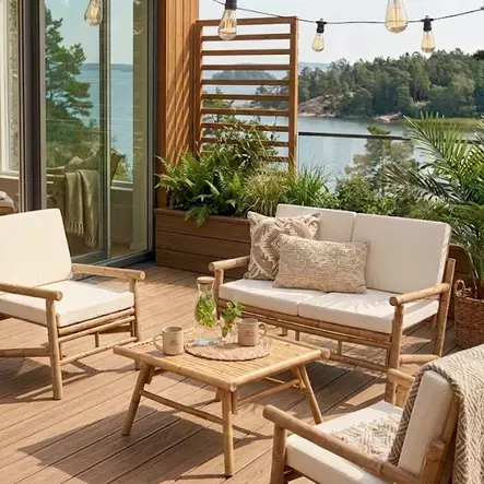 Puutarhakalusto bali bamboo sijoitettuna terassille - Terassikalusteet - 8721037819671-r - 2