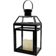 Metallilyhty led kynttilällä musta - Led-lyhdyt - 6438168113722-r - 1