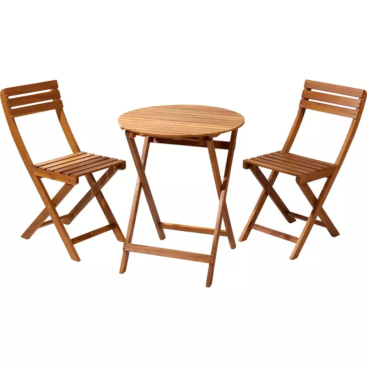 Parvekesetti bistro acasiapuu 60 cm pöytä ja kaksi tuolia - Terassikalusteet - 8721037816700-r - 1
