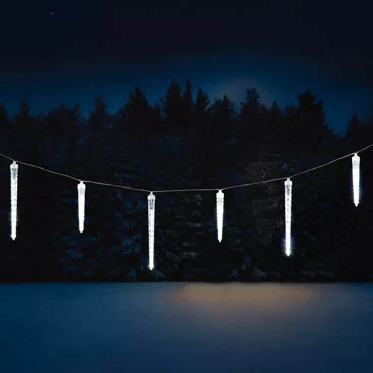 Jääpuikkovalosarja 10 osainen 190 led kirkas valkoinen - Ikkuna- ja räystäsvalosarjat - 6410416484488-r - 1
