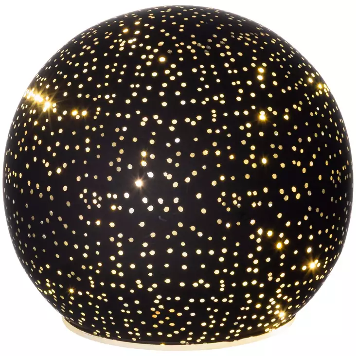 Musta lasipallo led valoilla 12 cm lämmin valkoinen - Koriste-esineet - 6410416482781-r - 1
